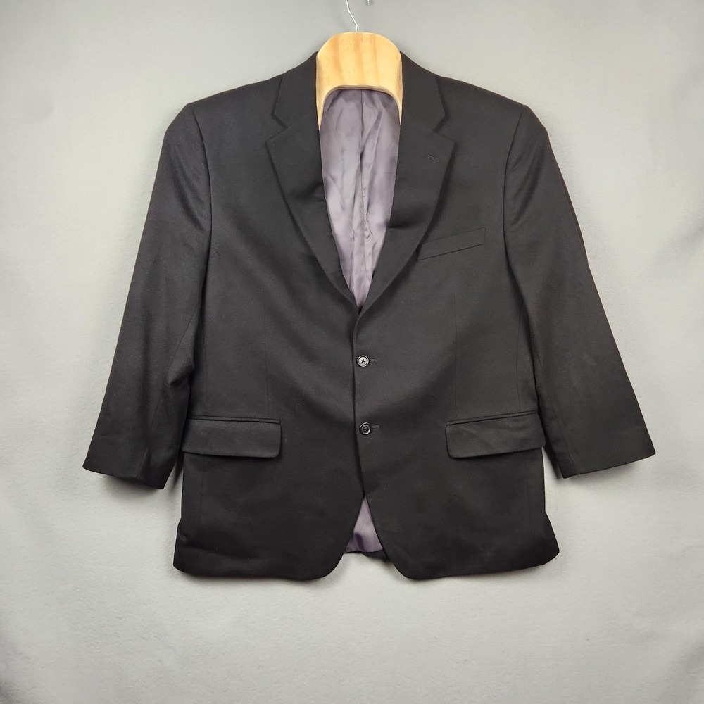 Jos. A. Bank Blazer Mens 46R Black Wool Cashmere Two Button Sport Coat Jacket